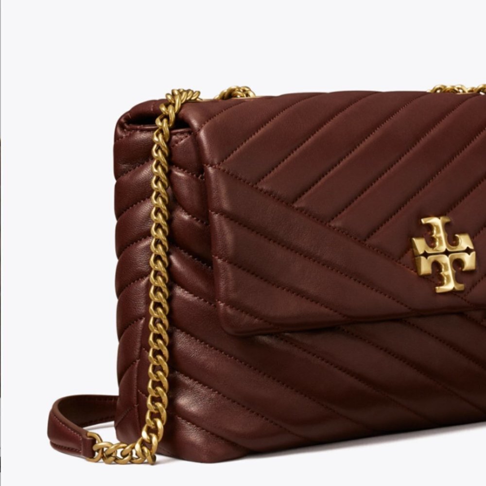 Tory Burch | Chain, Chevron Pattern, Leather, Kira, Color: Tempranillo (Used) - Picture 4 of 10